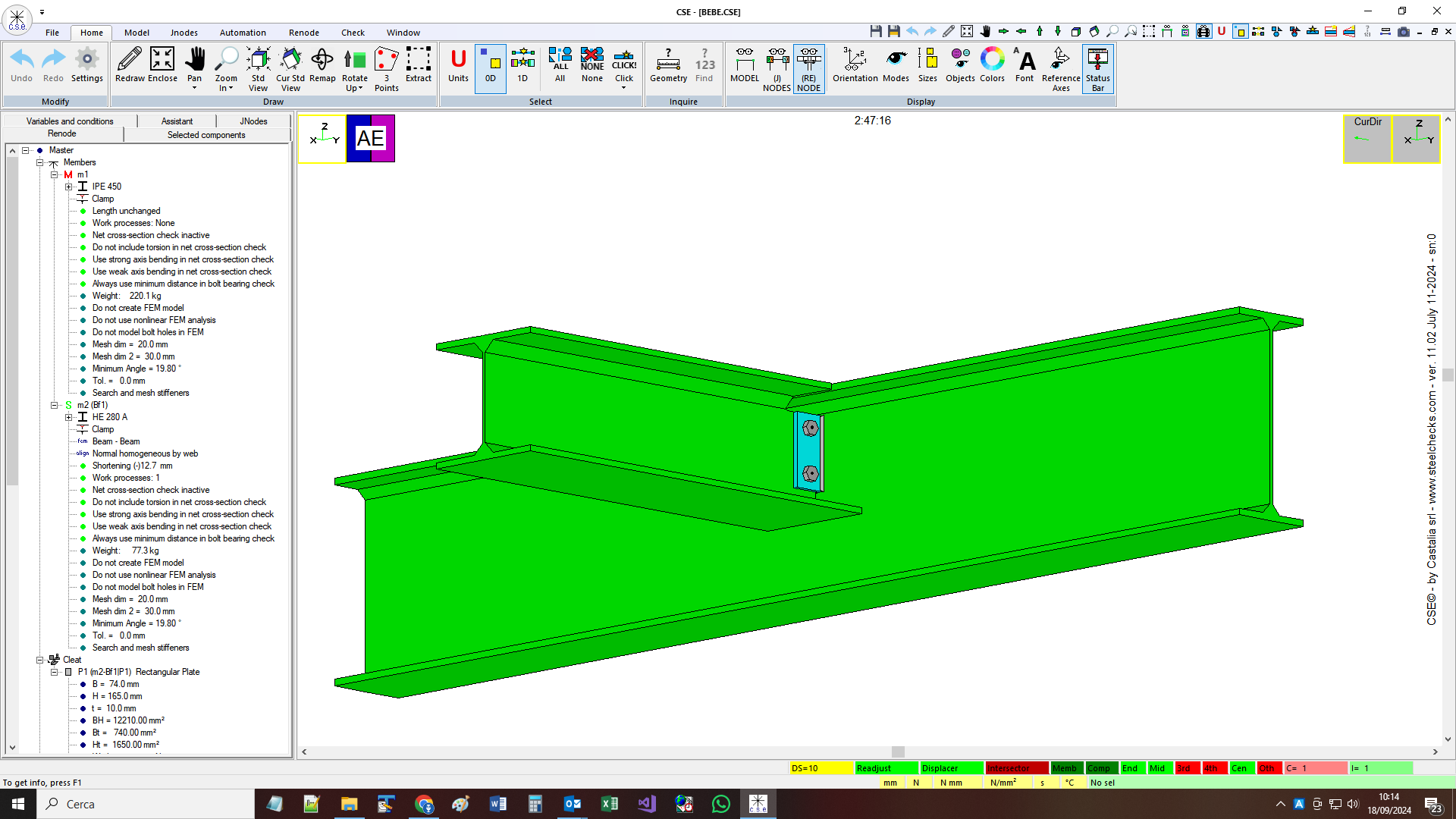 FIN PLATE beam-to-beam steel connection